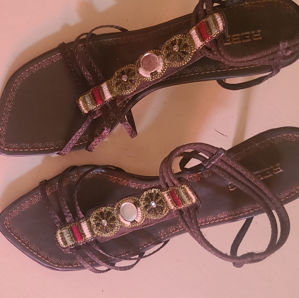 Rebels Stappy Embellished Beaded Cat's Eye Sandals
